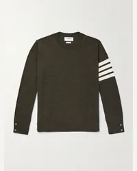 Thom Browne Pullover slim-fit in lana merino con righe Verde