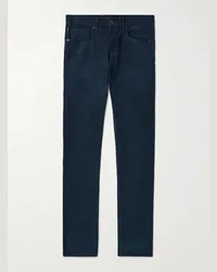 Tom Ford Pantaloni slim-fit in velluto a coste di misto cotone Blu