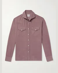 Brunello Cucinelli Camicia stile western in velluto a coste di cotone con collo alla francese Rosa