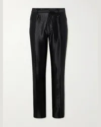 Tom Ford Pantaloni slim-fit in raso di misto cotone a coste Dyylan Nero