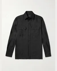 Tom Ford Camicia slim-fit in twill di seta Nero