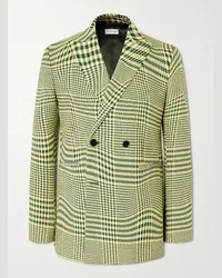 Burberry Blazer doppiopetto in misto lana pied-de-poule Verde