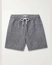 Onia Shorts gessati a gamba dritta in misto lino e lyocell con coulisse Air Blu