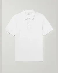 Burberry Polo in cotone piqué con logo ricamato Bianco