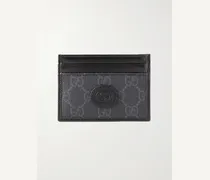 Gucci Portacarte in tela spalmata con monogramma e finiture in pelle Nero