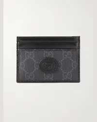 Gucci Portacarte in tela spalmata con monogramma e finiture in pelle Nero