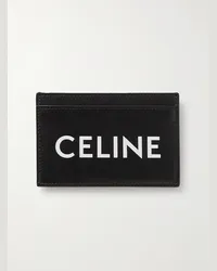 Celine Portacarte in pelle con logo Nero