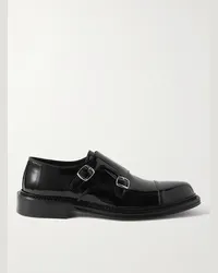 MR P. Scarpe Monk Strap in vernice Nero