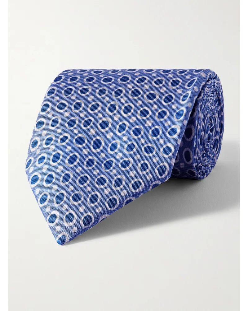 Charvet Cravatta in twill di seta stampata, 8,5 cm Blu