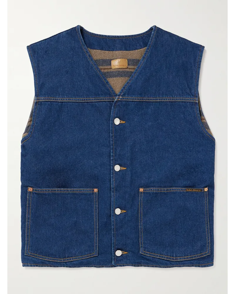 Nudie Jeans Gilet in denim Harry Blu