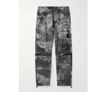 Pantaloni a gamba dritta in shell con stampa camouflage e logo applicato