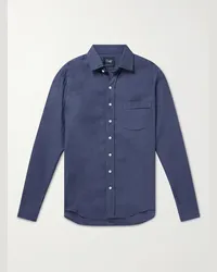 Drake's Camicia in garza di lino increspata Blu