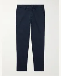 Thom Sweeney Pantaloni a gamba dritta in twill di misto cotone Blu