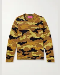 The Elder Statesman Pullover in cashmere jacquard camouflage Marrone