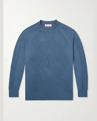 Brunello Cucinelli Pullover in cotone a rombi Blu