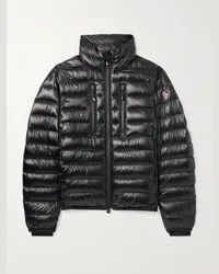 Moncler Piumino slim-fit in shell trapuntato con logo applicato Hers Nero