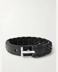 Tom Ford Bracciale in pelle intrecciata Nero