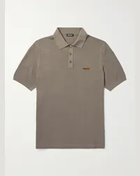 Ermenegildo Zegna Polo slim-fit in cotone piqué Marrone