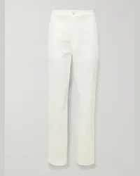 Dunhill Pantaloni chino a gamba dritta in twill di misto cotone Bianco