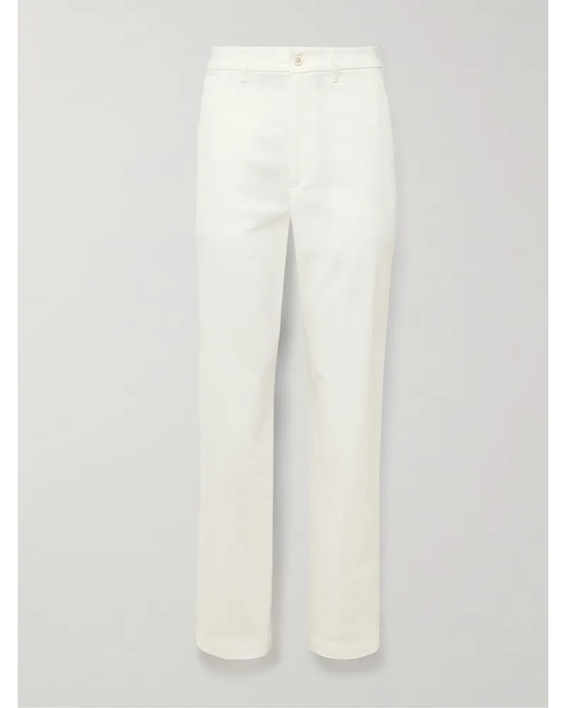 Dunhill Pantaloni chino a gamba dritta in twill di misto cotone Bianco