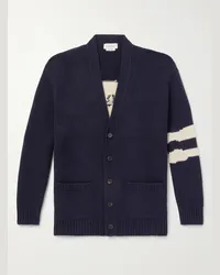 Alexander McQueen Cardigan in misto lana e cashmere a intarsio Blu