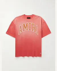 Amiri T-shirt in jersey di cotone con logo applicato Rosso