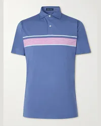 Peter Millar Polo da golf in jersey tecnico con righe Ledger Performance Blu