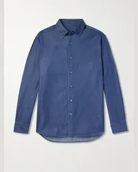 Brioni Camicia in denim con collo button-down Blu