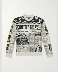 KAPITAL Pullover in maglia a intarsio 8G Newspaper Neutri