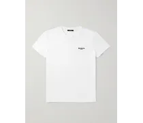 T-shirt in jersey di cotone con logo floccato
