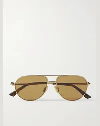 Bottega Veneta Occhiali da sole in metallo dorato e acetato stile aviator Oro