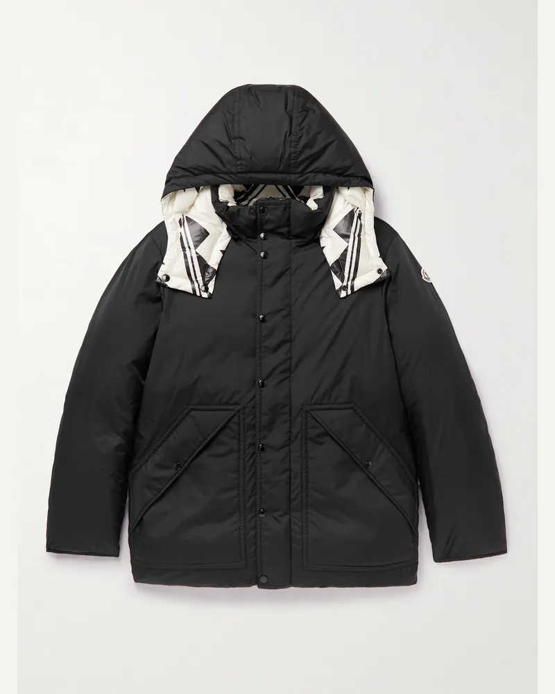 Moncler Hordelyme Reversible Printed Shell Hooded Down Jacket Nero