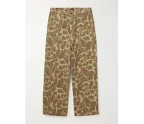 Pantaloni a gamba dritta in cotone a spina di pesce con stampa camouflage Port