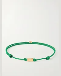 Luis Morais Bracciale grande in oro e cordoncino Twisted Verde