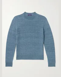 Ralph Lauren Pullover slim-fit in misto seta di gelso e lino Blu