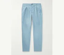 Pantaloni a gamba affusolata in gabardine di cotone stretch con pinces