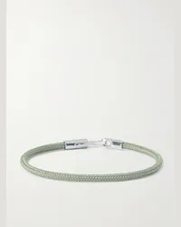 Miansai Bracciale in argento rodiato e corda Snap Verde