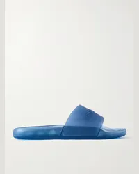 Balenciaga Slide in gomma con logo goffrato Blu