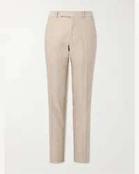 Tom Ford Pantaloni a gamba affusolata in misto cotone e seta a coste Shelton Neutri