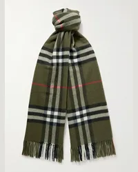 Burberry Sciarpa in cashmere a quadri con frange Verde