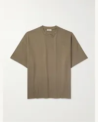 Fear of God T-shirt in jersey stretch con logo applicato Marrone