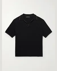 Rag & Bone Polo in misto cotone a coste Johnny Harbour Nero