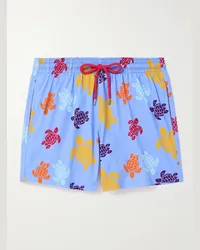 Vilebrequin Shorts da mare medi a gamba dritta in tessuto riciclato stampato Moorise Blu