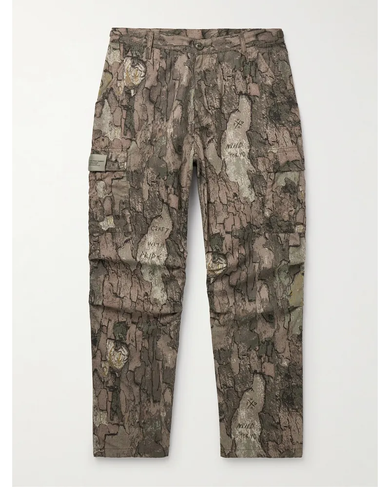 Neighborhood Pantaloni cargo a gamba dritta in cotone ripstop con stampa camouflage BDU Marrone