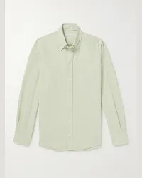 Richard James Camicia in cotone a righe con collo button-down Verde