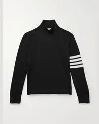 Thom Browne Pullover a collo alto in lana vergine con righe Nero