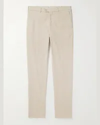 Brunello Cucinelli Pantaloni slim-fit in twill di misto cotone Neutri