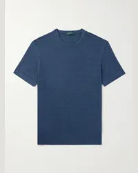 Incotex T-shirt in lino stretch Zanone Blu