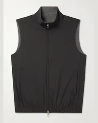 Loro Piana Gilet reversibile in shell Storm System® e lana vergine Super Wish Nero