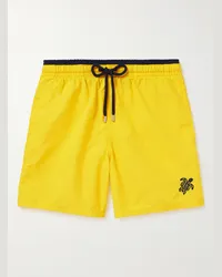 Vilebrequin Shorts da mare medi a gamba dritta in ECONYL® Moka Giallo